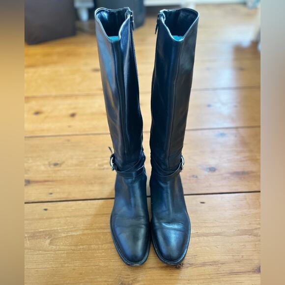 Geox Black Leather Knee-High Boots Size 39 (US 8) - Picture 3 of 13